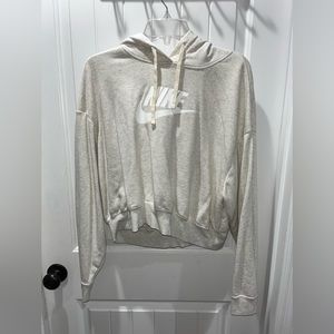 Cream/white Nike hoodie. Crop top.